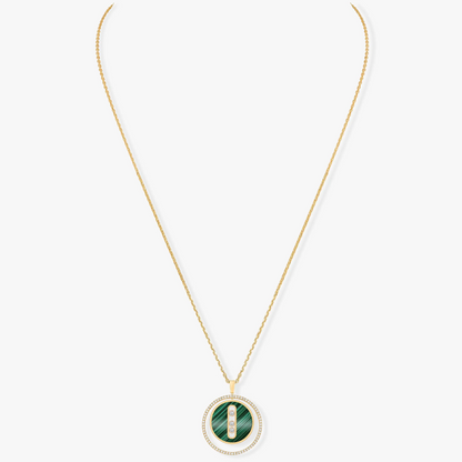 [OAKJURI Jewelry]LUCKY MOVE 3 DIAMOND MALACHITE GOLD DIAMOND NECKLACE