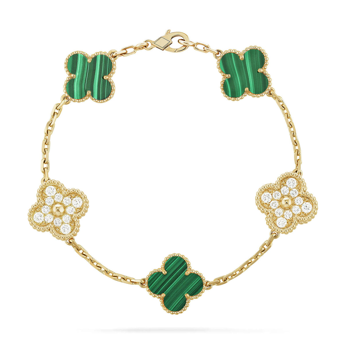 [OAKJURI Jewelry] CLOVER 5 MOTIF MALACHITE BRACELET COLLECTION