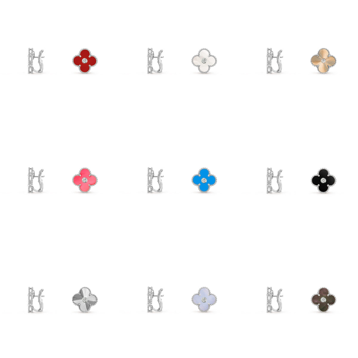 [OAKJURI Jewelry]CLOVER SILVER 15MM MOP DIAMOND EARRINGS COLLECTION
