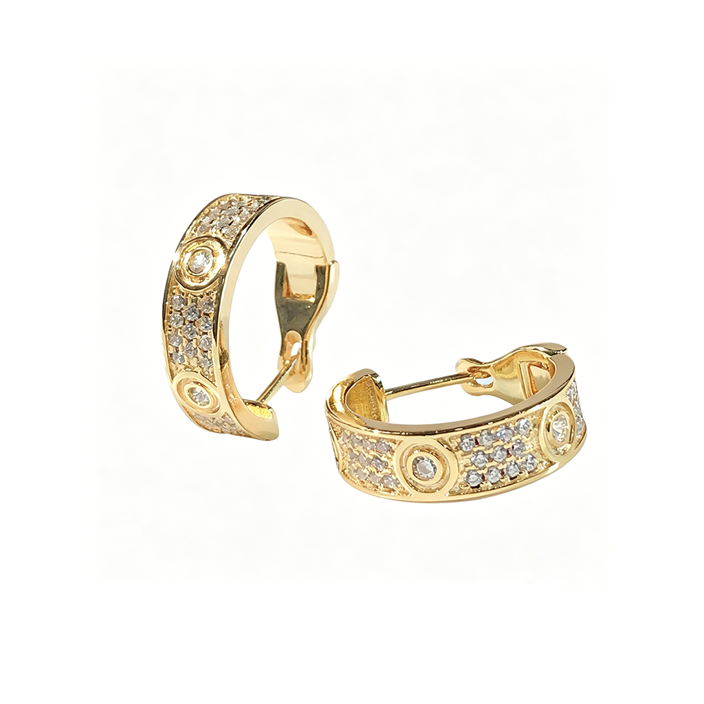 [OAKJURI Jewelry] LOVE 5.5MM DIAMOND PAVED EARRINGS