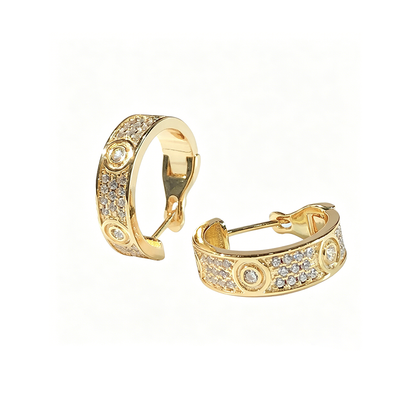 [OAKJURI Jewelry] LOVE 5.5MM DIAMOND PAVED EARRINGS