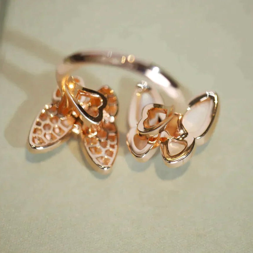 [OAKJURI Jewelry]TWIN BUTTERFLY DIAMOND MOP RING