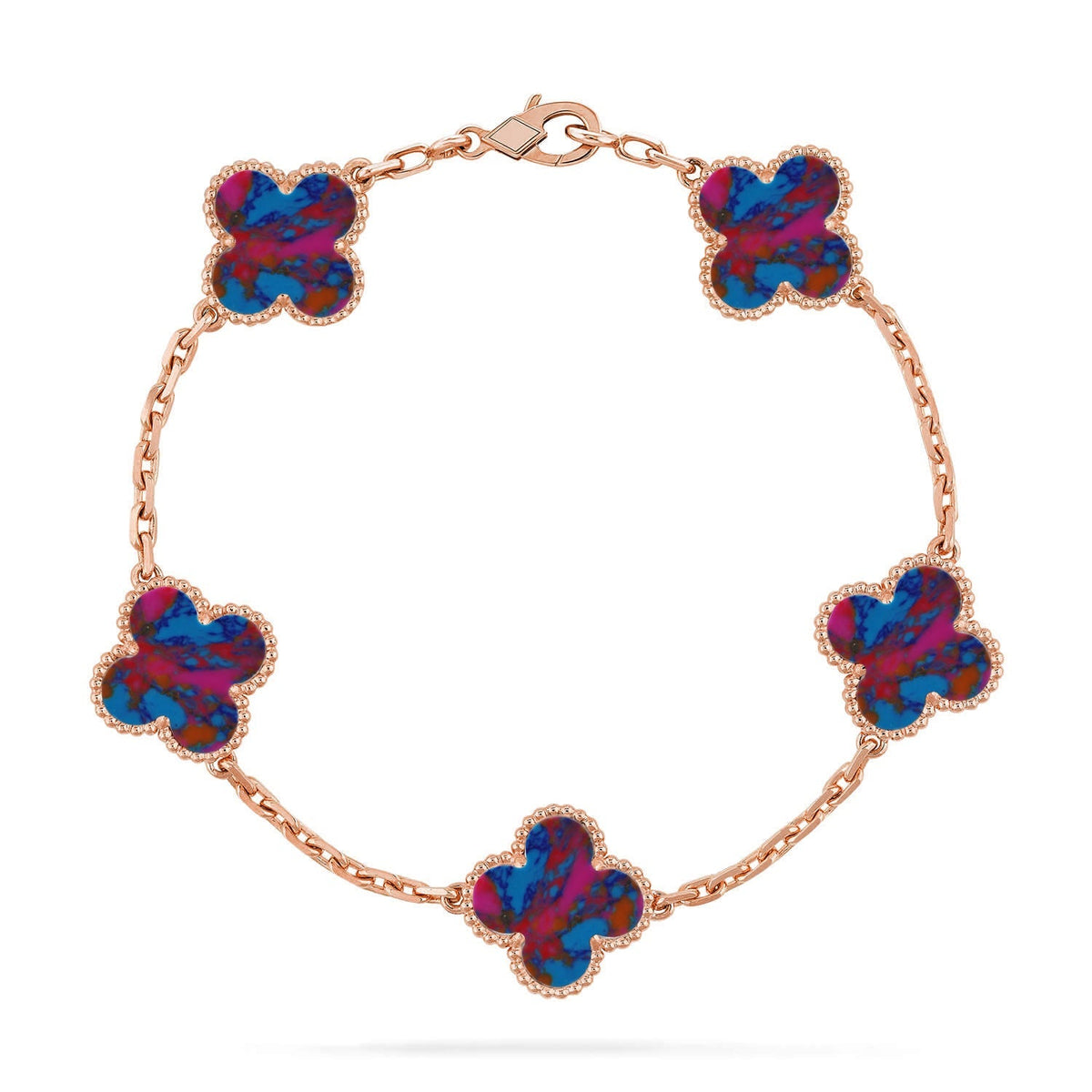 [OAKJURI Jewelry]CLOVER 5 MOTIF COLOR GEMSTONES BRACELET COLLECTION
