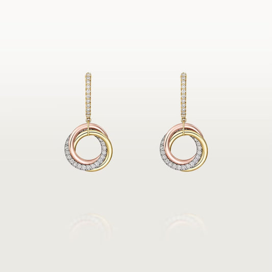 [OAKJURI Jewelry] TRINITY HALF DIAMOND  EARRINGS