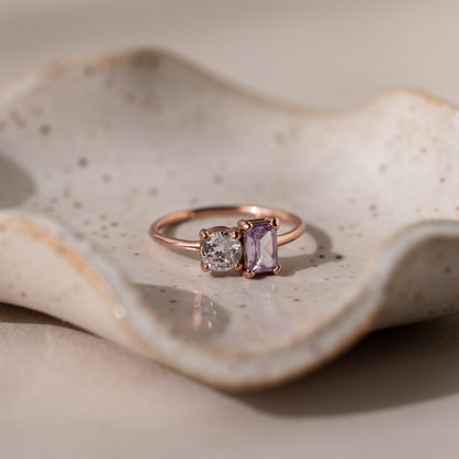 Toi et Moi Emerald Birthstone Ring