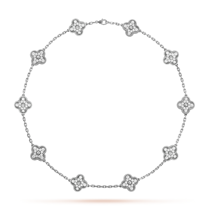 [OAKJURI Jewelry]CLOVER 10 MOTIFS DIAMOND NECKLACE