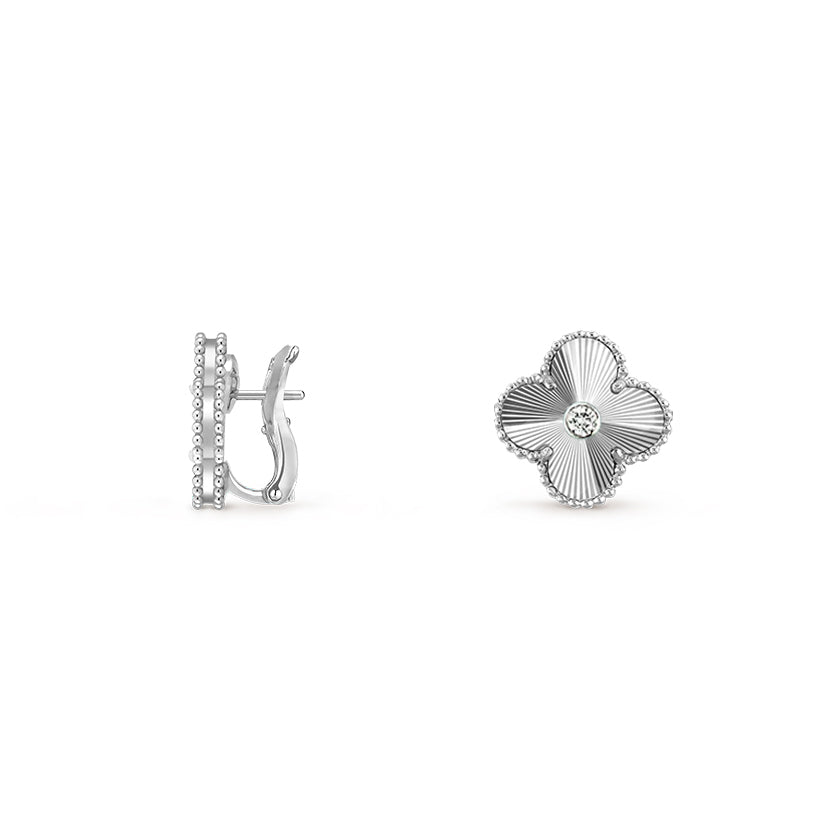 [OAKJURI Jewelry]CLOVER SILVER 15MM MOP DIAMOND EARRINGS COLLECTION