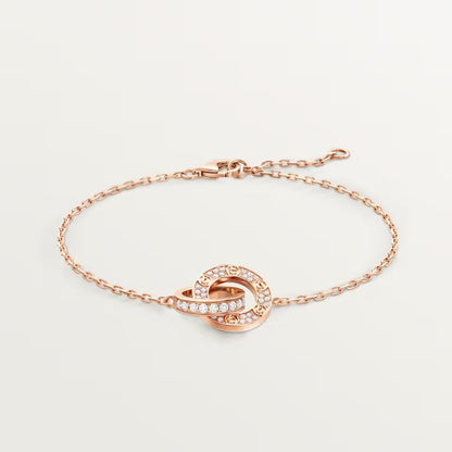 [OAKJURI Jewelry] LOVE DOUBLE RING FULL DIAMOND BRACELET