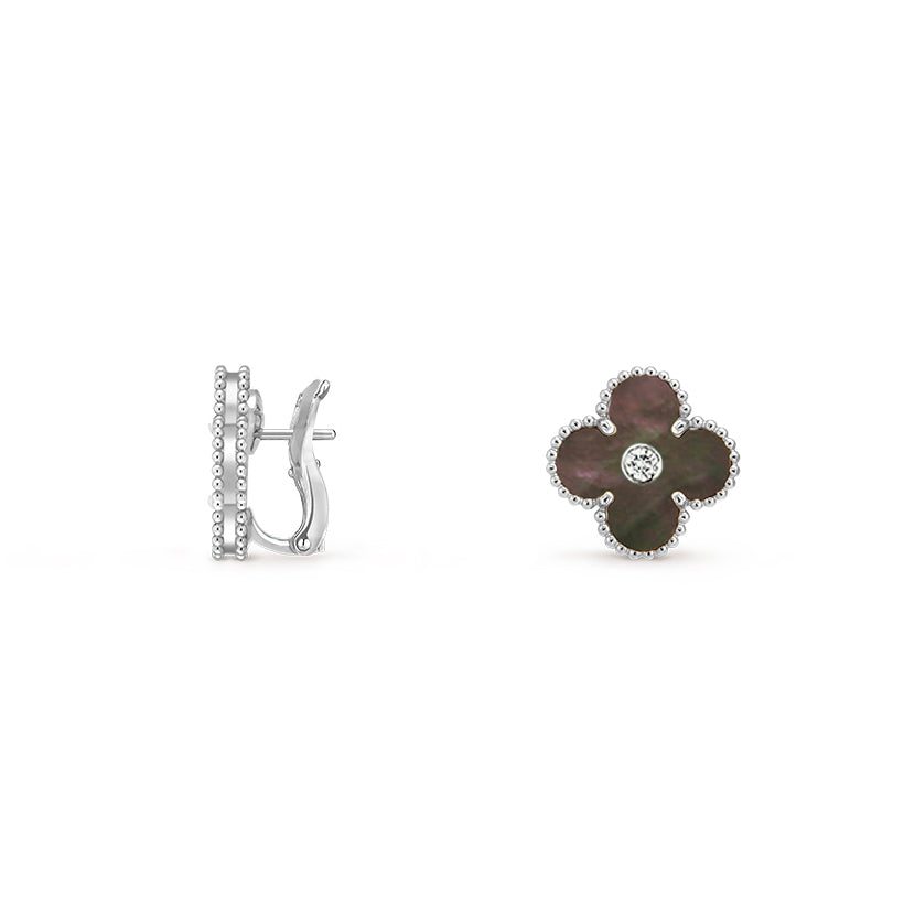 [OAKJURI Jewelry]CLOVER SILVER 15MM MOP DIAMOND EARRINGS COLLECTION