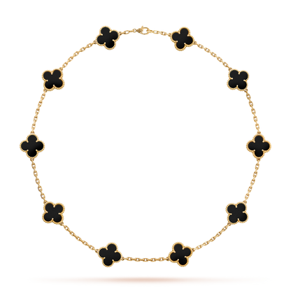 [OAKJURI Jewelry]CLOVER 10 MOTIFS ONYX NECKLACE