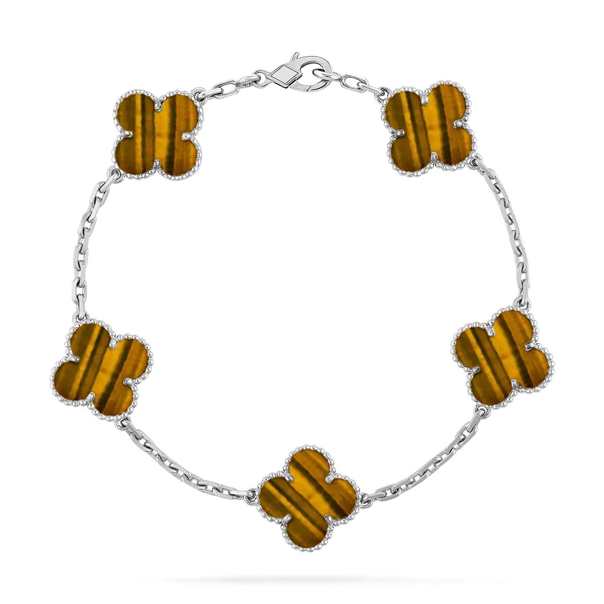 [OAKJURI Jewelry] CLOVER 5 MOTIFS TIGER EYE BRACELET COLLECTION