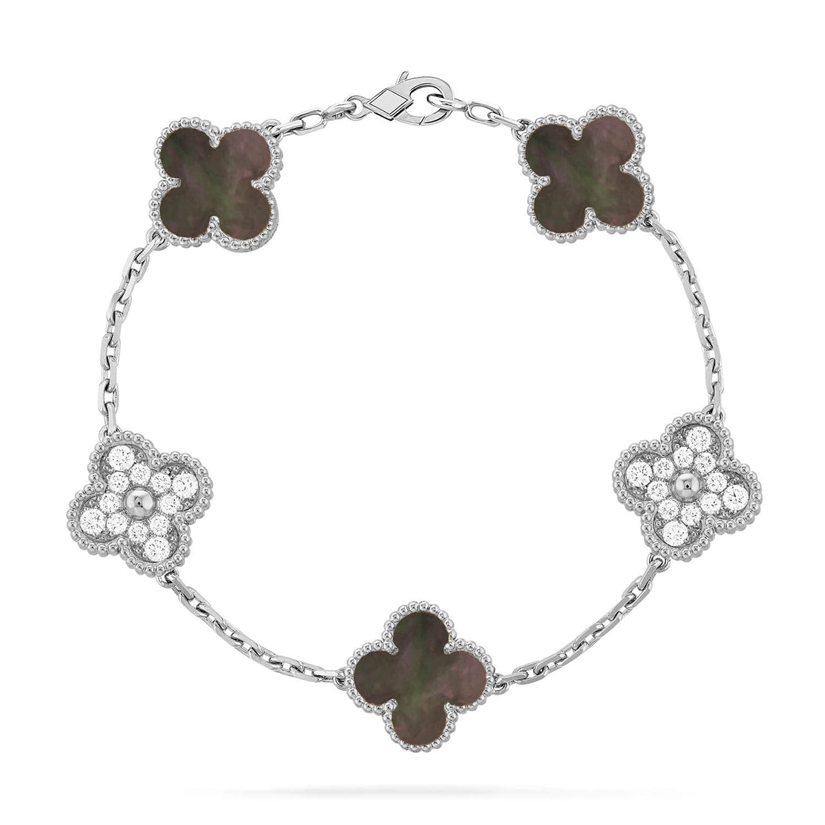 [OAKJURI Jewelry] CLOVER 5 MOTIF GRAY MOP BRACELET COLLECTION
