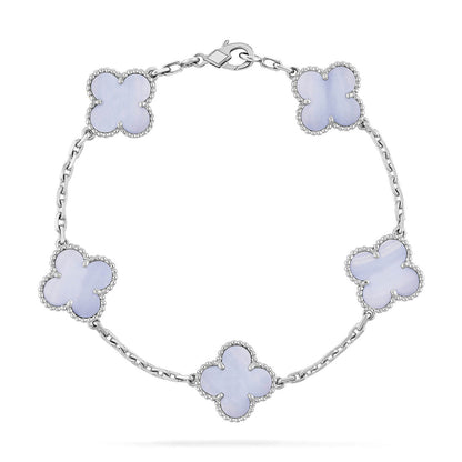 [OAKJURI Jewelry] CLOVER 5 MOTIF PURPLE CHALCEDONY BRACELET COLLECTION