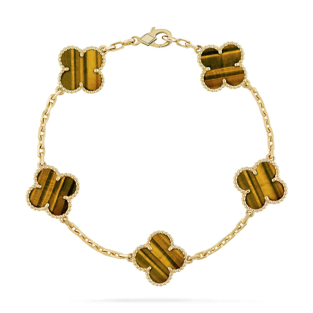 [OAKJURI Jewelry] CLOVER 5 MOTIFS TIGER EYE BRACELET COLLECTION