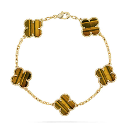 [OAKJURI Jewelry] CLOVER 5 MOTIFS TIGER EYE BRACELET COLLECTION