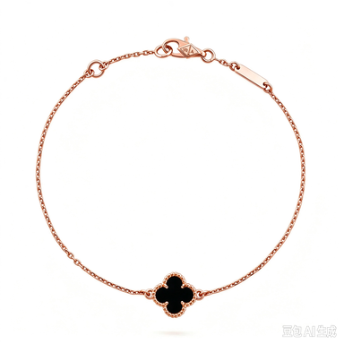 [OAKJURI Jewelry]CLOVER ONYX SINGLE FLOWER BRACELET