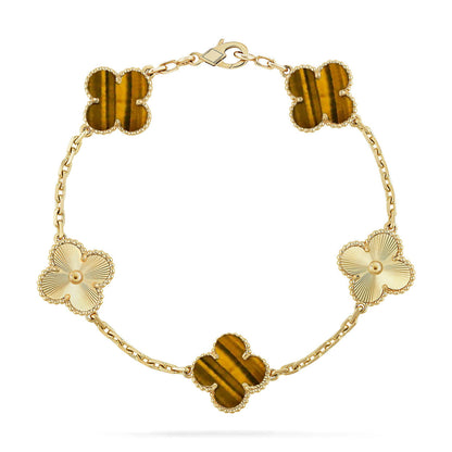 [OAKJURI Jewelry] CLOVER 5 MOTIFS TIGER EYE BRACELET COLLECTION