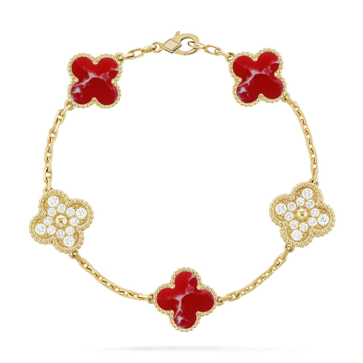 [OAKJURI Jewelry]CLOVER 5 MOTIF RED PATTERN BRACELET COLLECTION