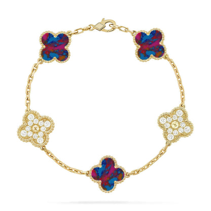 [OAKJURI Jewelry]CLOVER 5 MOTIF COLOR GEMSTONES BRACELET COLLECTION