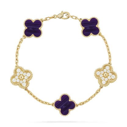 [OAKJURI Jewelry]CLOVER 5 MOTIF PURPLE STRIPES BRACELET COLLECTION