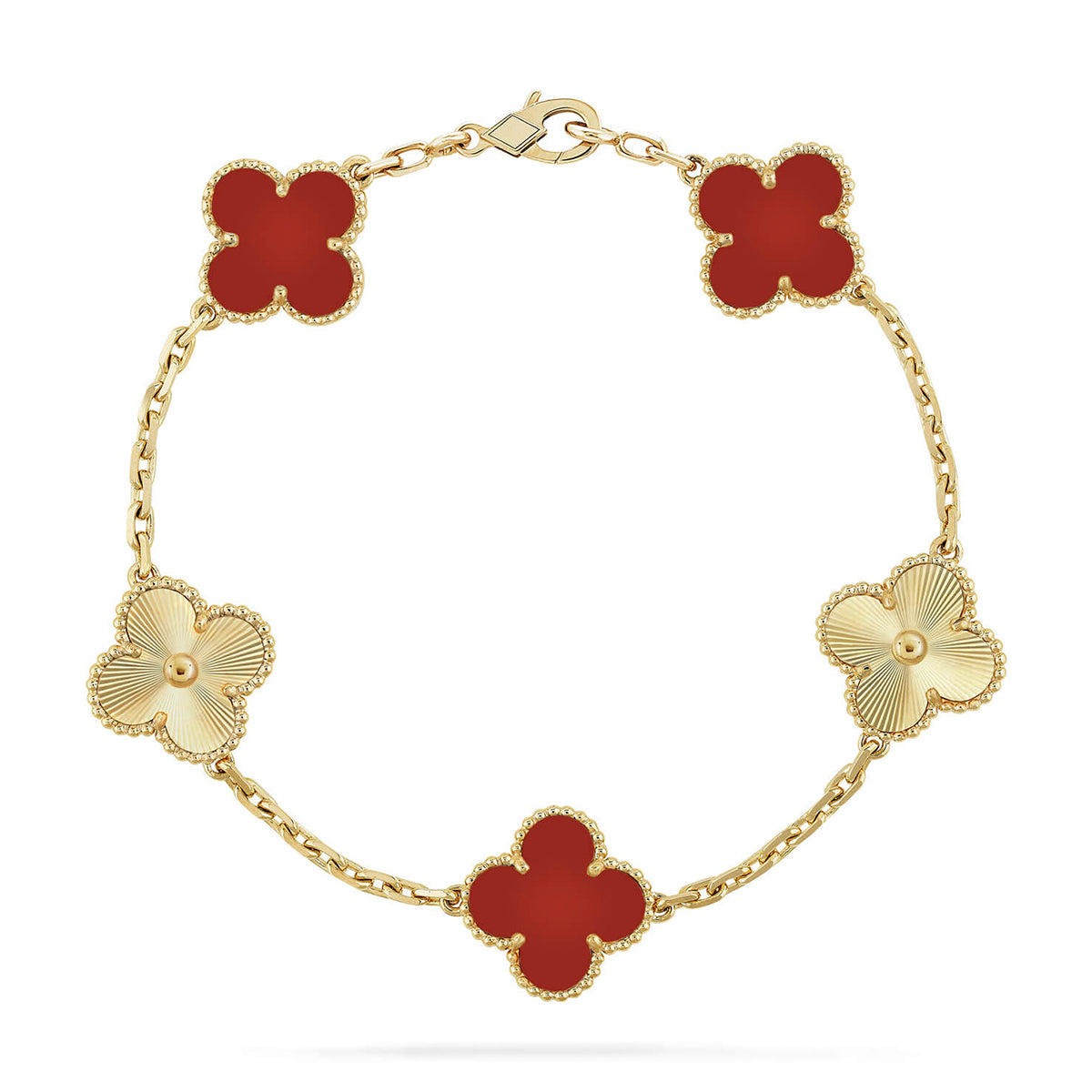 [OAKJURI Jewelry] CLOVER 5 MOTIF RED CORNELIAN BRACELET COLLECTION