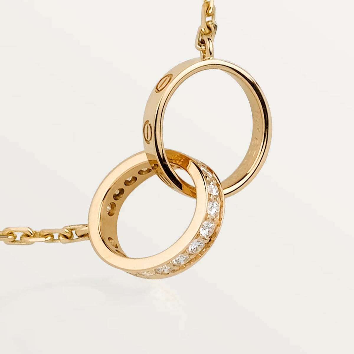 [OAKJURI Jewelry] LOVE DOUBLE RING HALF DIAMOND NECKLACE