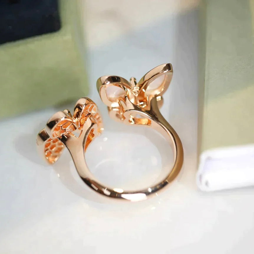 [OAKJURI Jewelry]TWIN BUTTERFLY DIAMOND MOP RING