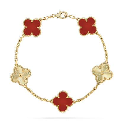 [OAKJURI Jewelry]CLOVER  5 MOTIFS CARNELIAN GOLD BRACELET