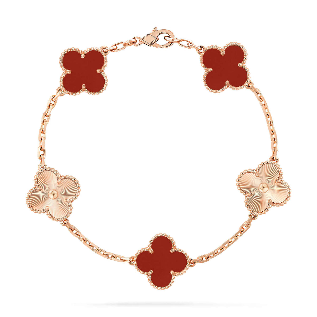 [OAKJURI Jewelry]CLOVER  5 MOTIFS CARNELIAN GOLD BRACELET