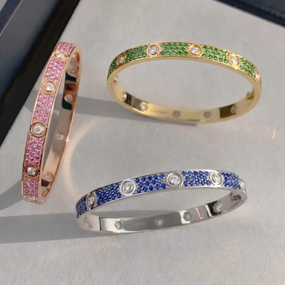 [OAKJURI Jewelry]2026 PAVE GEMSTONE LOVE BRACELET 6.1MM 10 DIAMONDS