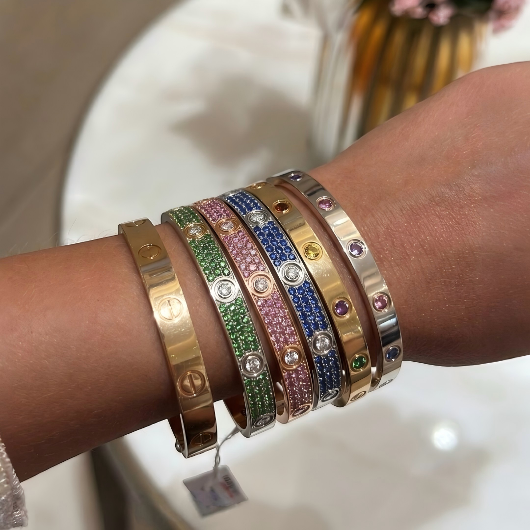[OAKJURI Jewelry]2026 PAVE GEMSTONE LOVE BRACELET 6.1MM 10 DIAMONDS