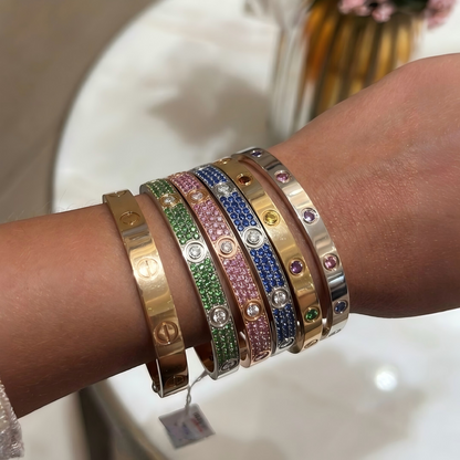 [OAKJURI Jewelry]2026 PAVE GEMSTONE LOVE BRACELET 6.1MM 10 DIAMONDS