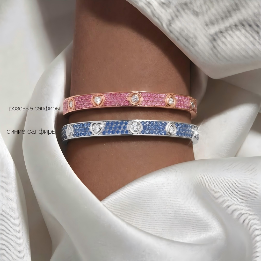 [OAKJURI Jewelry]2026 PAVE GEMSTONE LOVE BRACELET 6.1MM 10 DIAMONDS