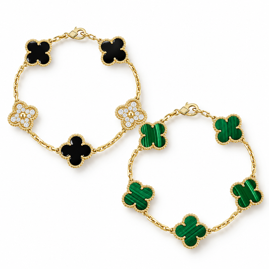 [OAKJURI Jewelry]Clover 5 Motifs  Duo Bracelet Stack Set