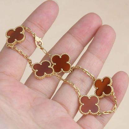 [OAKJURI Jewelry] CLOVER 5 MOTIF RED CORNELIAN BRACELET COLLECTION