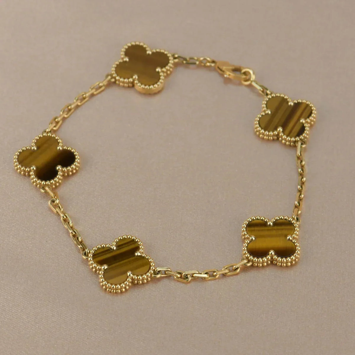 [OAKJURI Jewelry] CLOVER 5 MOTIFS TIGER EYE BRACELET COLLECTION