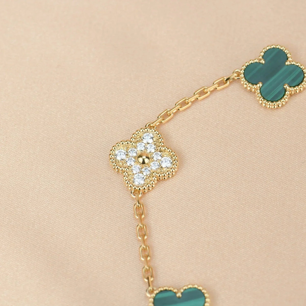 [OAKJURI Jewelry] CLOVER 5 MOTIF MALACHITE BRACELET COLLECTION