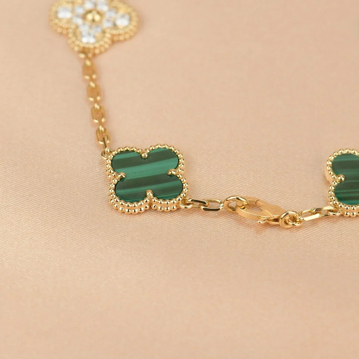 [OAKJURI Jewelry] CLOVER 5 MOTIF MALACHITE BRACELET COLLECTION
