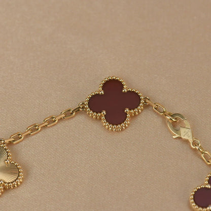 [OAKJURI Jewelry] CLOVER 5 MOTIF RED CORNELIAN BRACELET COLLECTION
