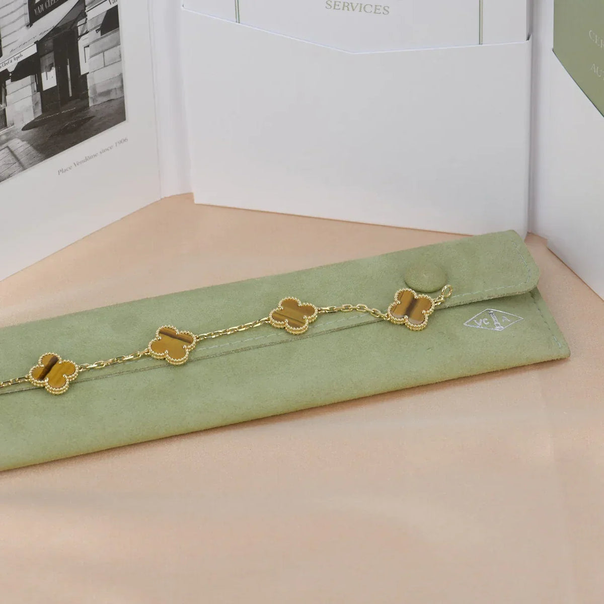 [OAKJURI Jewelry] CLOVER 5 MOTIFS TIGER EYE BRACELET COLLECTION