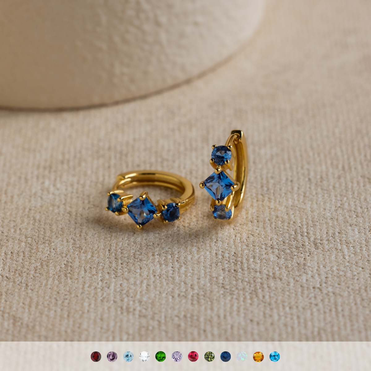 Princess Cut Birthstone Huggies