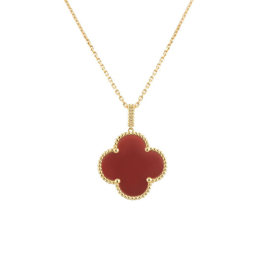 [OAKJURI Jewelry]CLOVER 25MM NECKLACE GOLD CARNELIAN