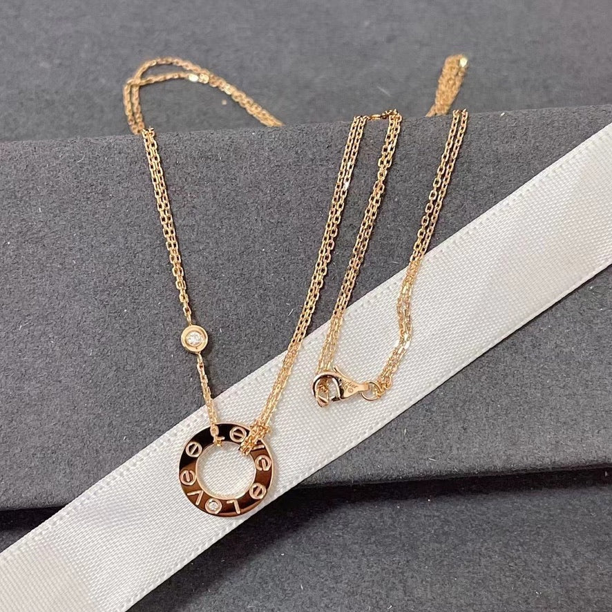 [OAKJURI Jewelry] LOVE NECKLACE 16MM 2 DIAMONDS