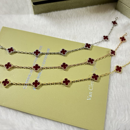 [OAKJURI Jewelry]CLOVER 6 MOTIF RED AGATE BRACELET