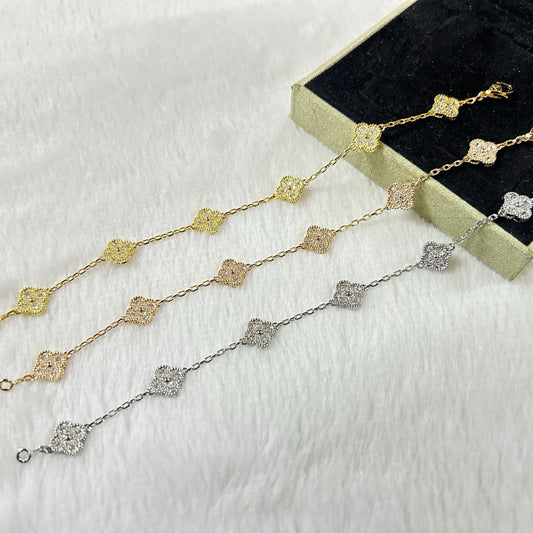 [OAKJURI Jewelry]CLOVER 6 MOTIF DIAMOND BRACELET