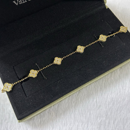 [OAKJURI Jewelry]CLOVER 6 MOTIF DIAMOND BRACELET
