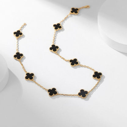 [OAKJURI Jewelry]CLOVER 10 MOTIFS ONYX NECKLACE