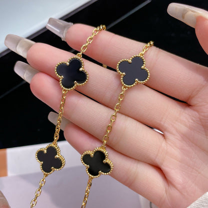 [OAKJURI Jewelry]CLOVER 10 MOTIFS ONYX NECKLACE