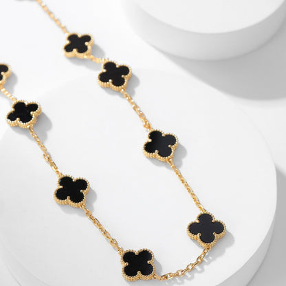 [OAKJURI Jewelry]CLOVER 10 MOTIFS ONYX NECKLACE