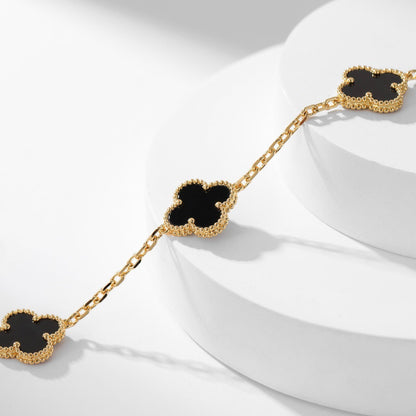 [OAKJURI Jewelry]CLOVER 10 MOTIFS ONYX NECKLACE